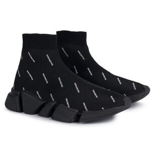 NEW BALENCIAGA 2.0 BLACK LOGO PRINT SPEED SOCK SNEAKERS BOX 39 9